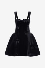 Ariel Velvet Bow Mini Dress - Ebony Dress Mini