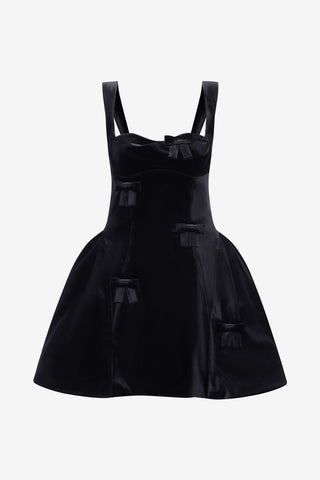 Ariel Velvet Bow Mini Dress - Ebony Dress Mini