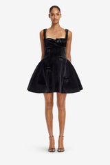 Ariel Velvet Bow Mini Dress - Ebony Dress Mini
