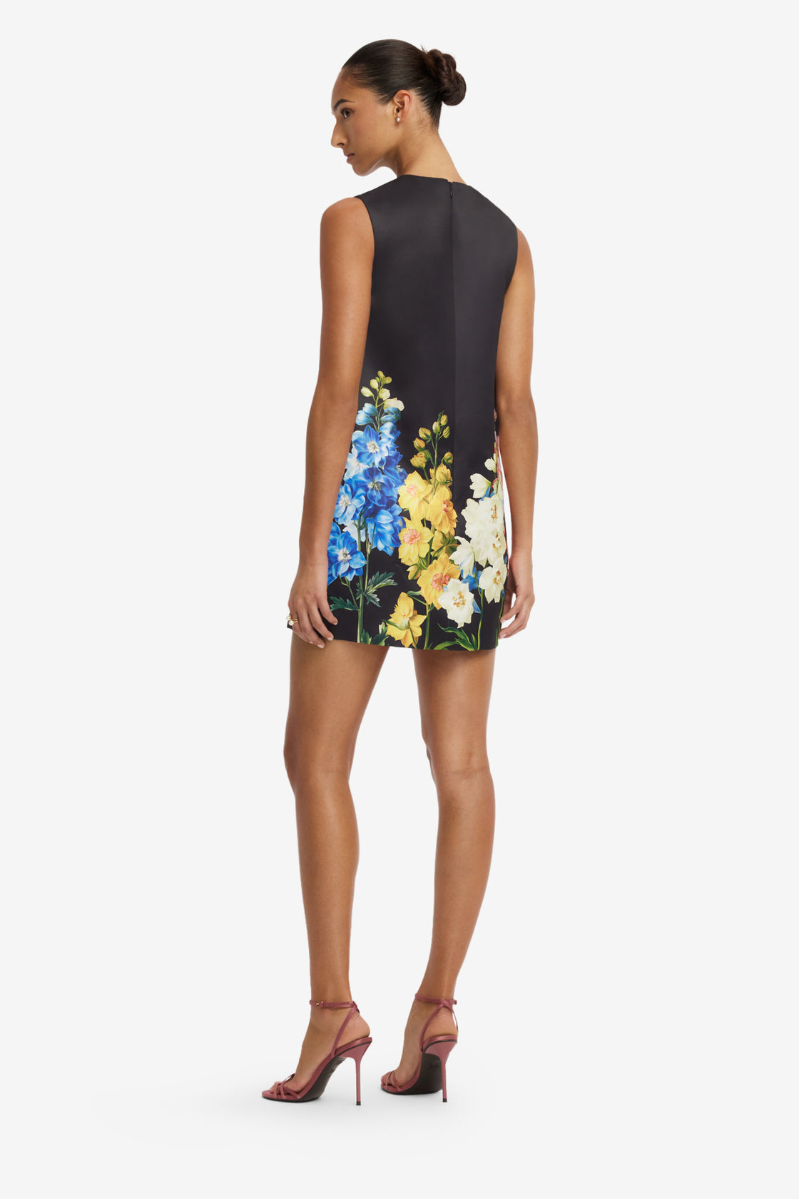 Yvonne Embroidered Mini Dress - Snapdragon Print in Ebony Dress Mini