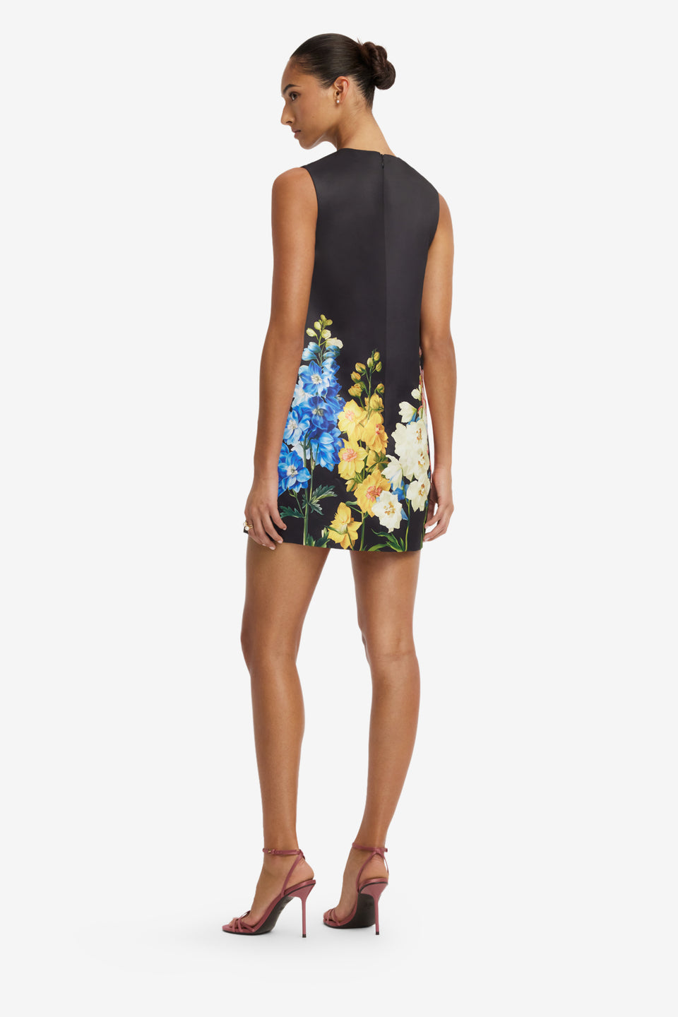 Yvonne Embroidered Mini Dress - Snapdragon Print in Ebony Dress Mini