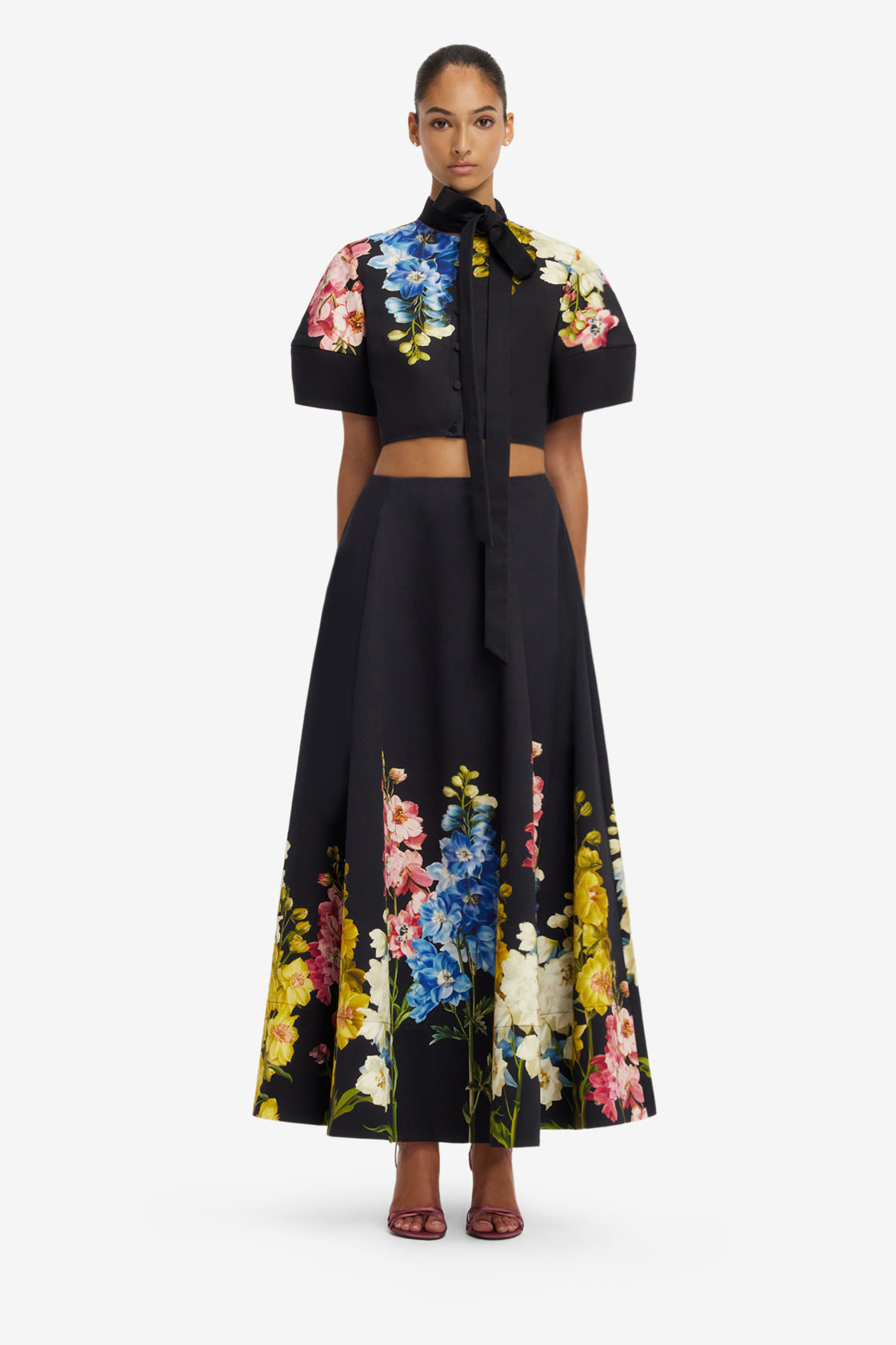 Elina Maxi Skirt - Snapdragon Print in Ebony Skirts