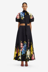 Elina Maxi Skirt - Snapdragon Print in Ebony Skirts