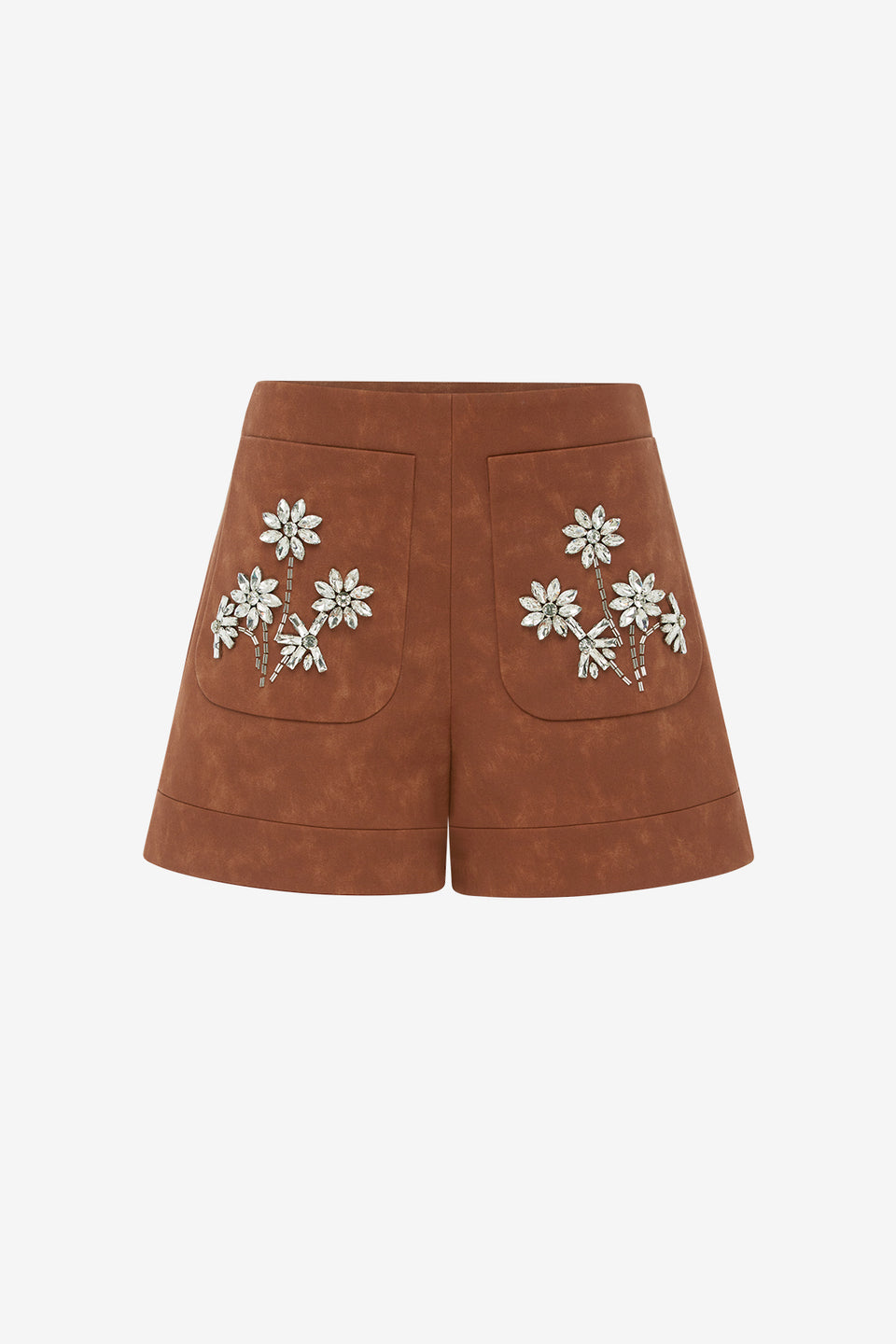 Tessa Embellished Vegan Suede Shorts - Chestnut Shorts