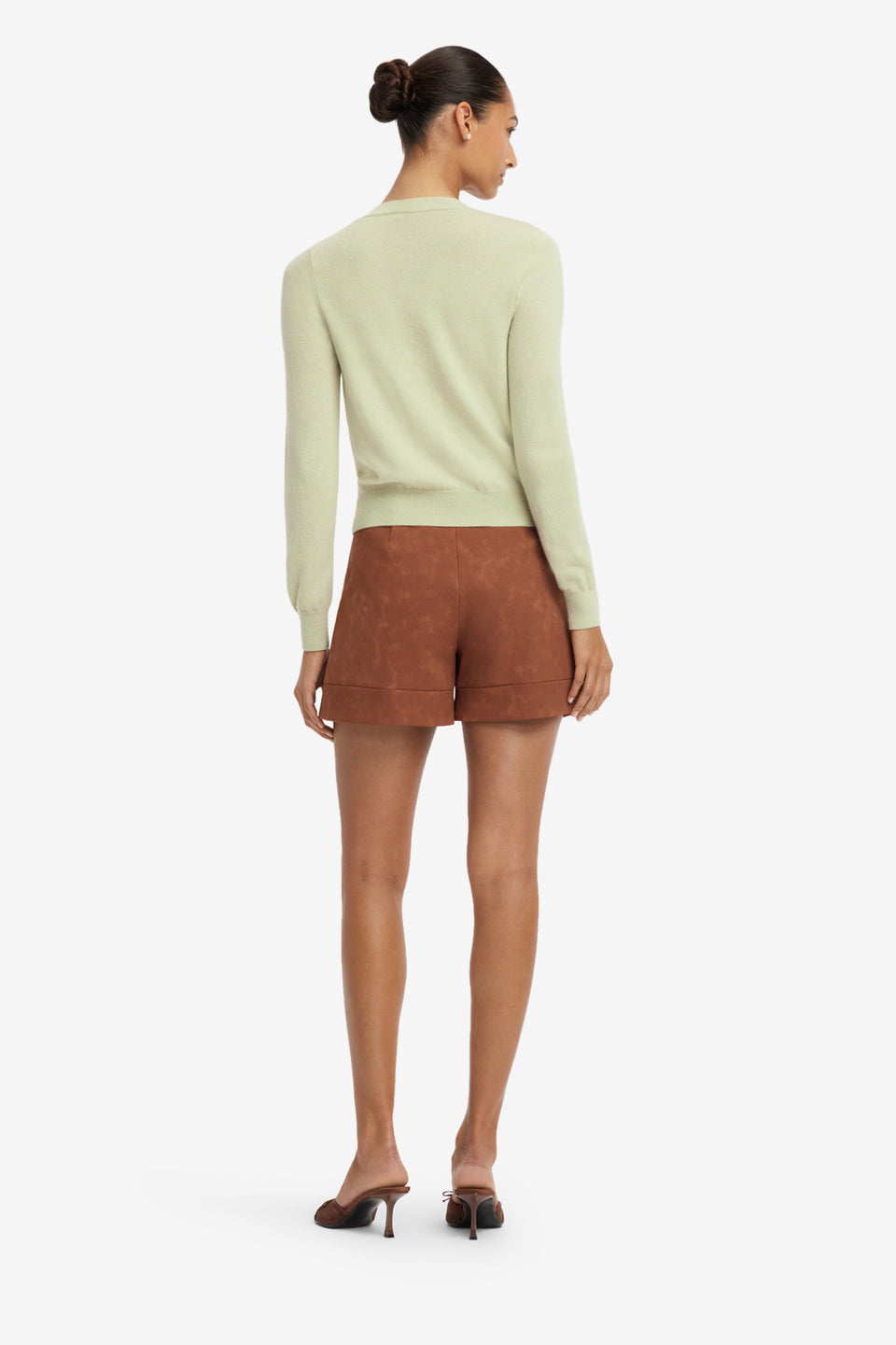 Tessa Embellished Vegan Suede Shorts - Chestnut Shorts