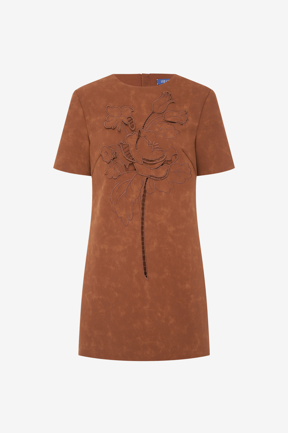Alexa Applique Vegan Suede Tshirt Mini Dress - Chestnut Dress Mini
