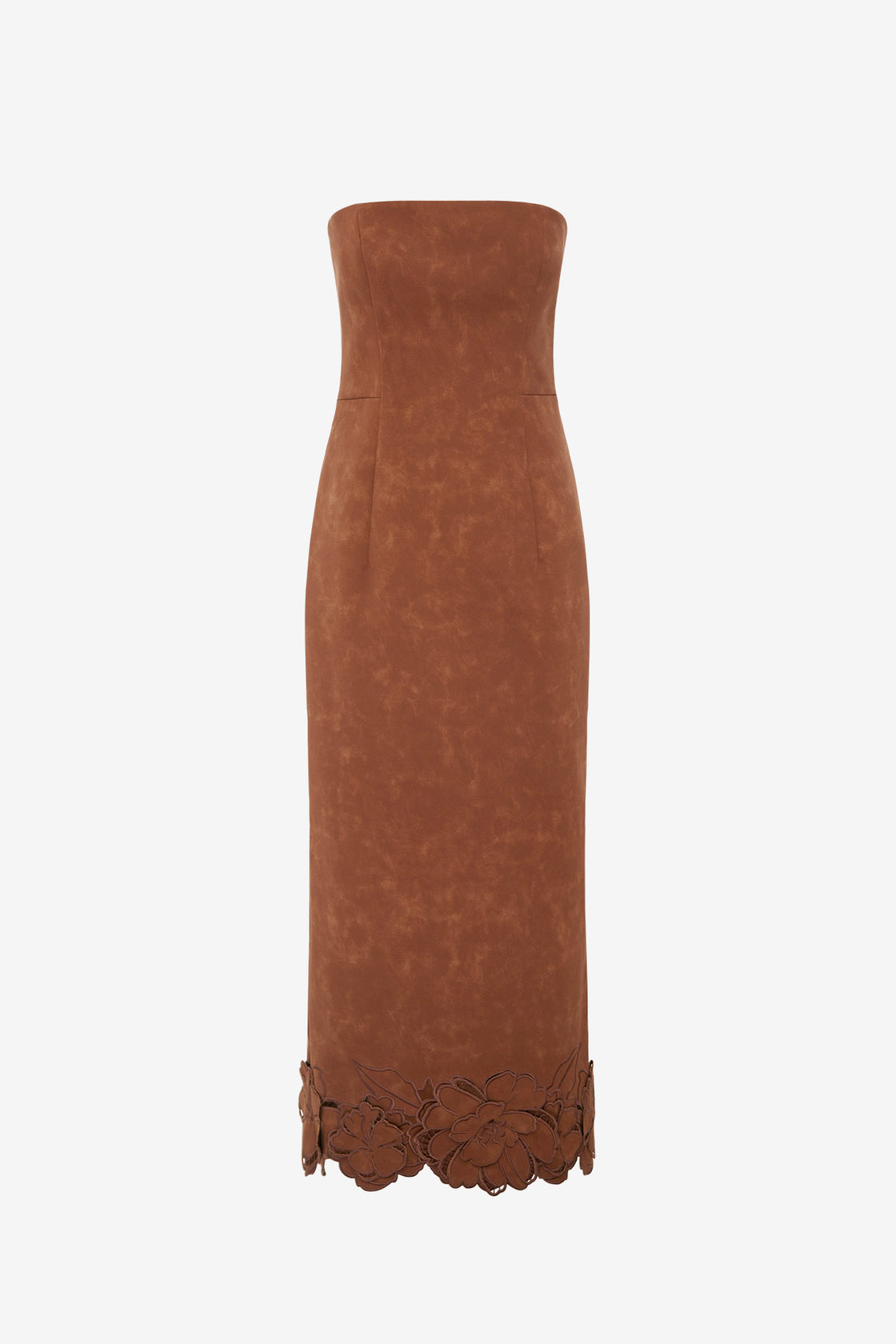 Rayna Applique Vegan Suede Bustier Maxi Dress - Chestnut Dress Maxi