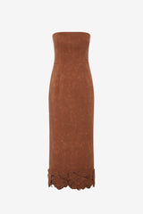 Rayna Applique Vegan Suede Bustier Maxi Dress - Chestnut Dress Maxi