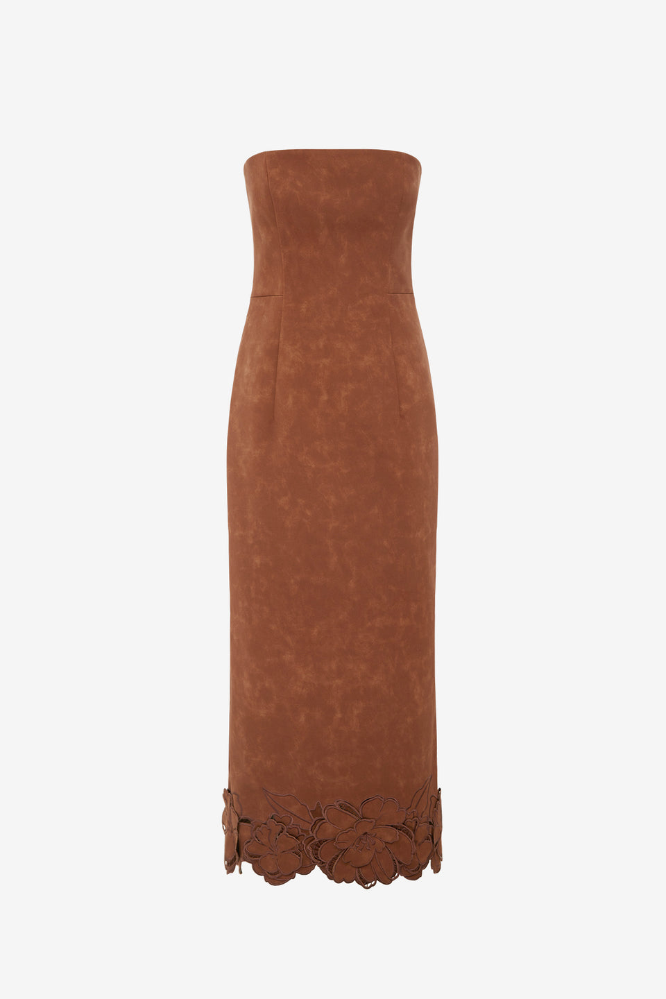 Rayna Applique Vegan Suede Bustier Maxi Dress - Chestnut Dress Maxi