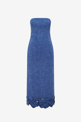 Rayna Applique Vegan Suede Bustier Maxi Dress - Azure Dress Maxi