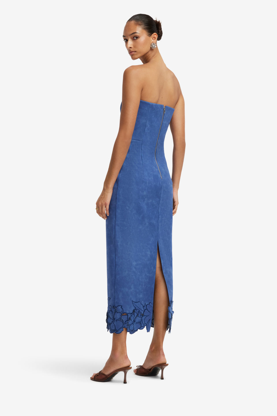 Rayna Applique Vegan Suede Bustier Maxi Dress - Azure Dress Maxi