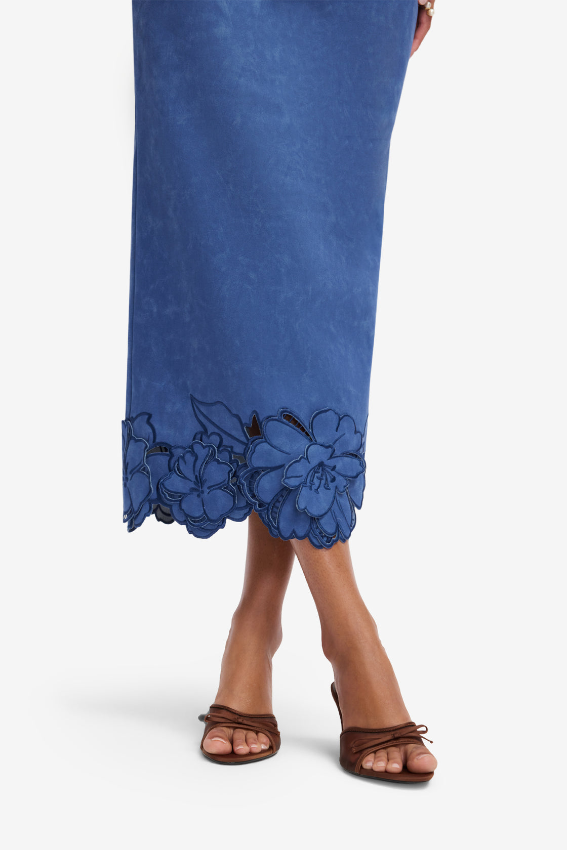 Rayna Applique Vegan Suede Bustier Maxi Dress - Azure Dress Maxi