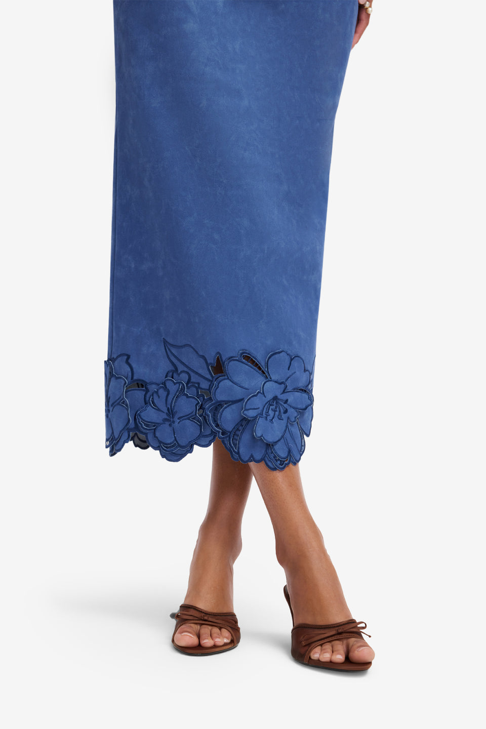 Rayna Applique Vegan Suede Bustier Maxi Dress - Azure Dress Maxi