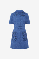 Ashley Applique Vegan Suede Mini Dress - Azure Dress Mini