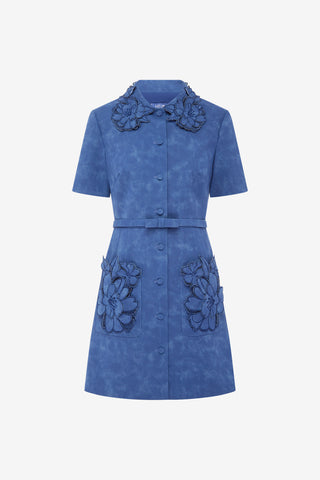 Ashley Applique Vegan Suede Mini Dress - Azure Dress Mini