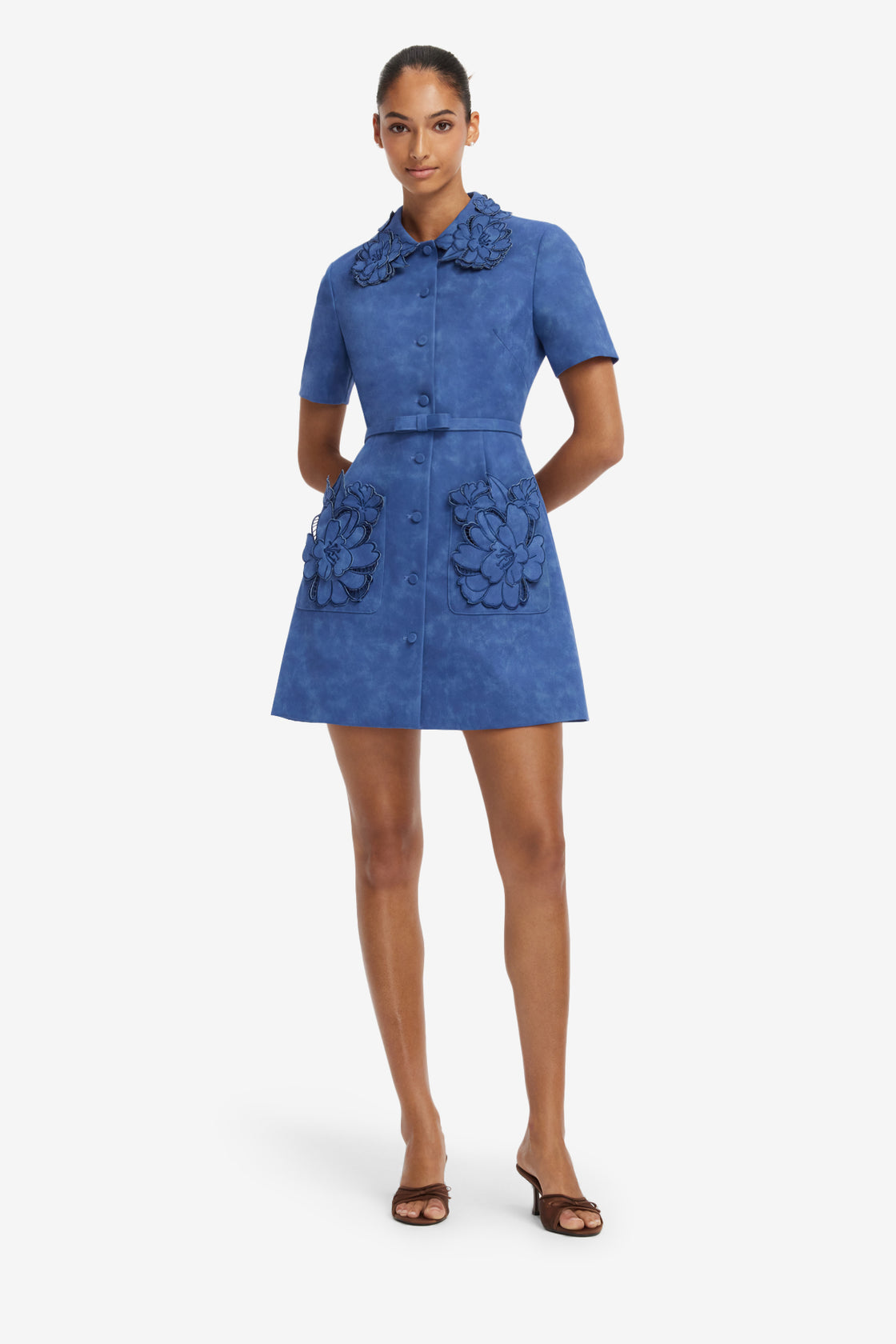 Ashley Applique Vegan Suede Mini Dress - Azure Dress Mini