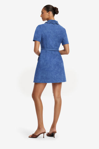 Ashley Applique Vegan Suede Mini Dress - Azure Dress Mini
