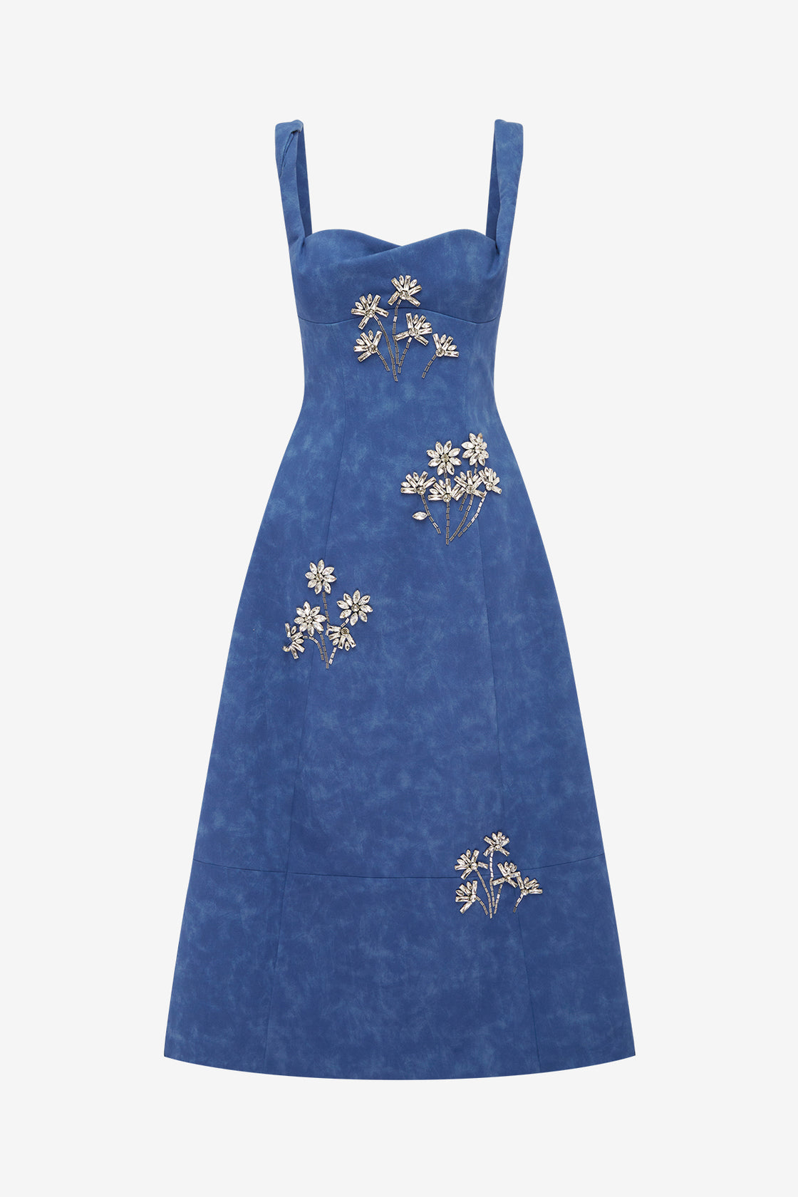 Beatrice Embellished Vegan Suede Midi Dress - Azure Dress Midi