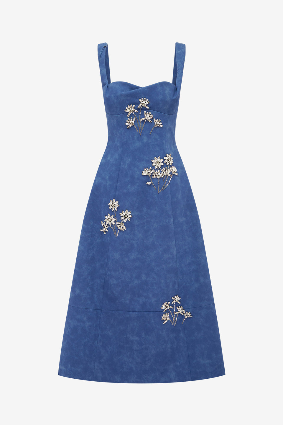 Beatrice Embellished Vegan Suede Midi Dress - Azure Dress Midi