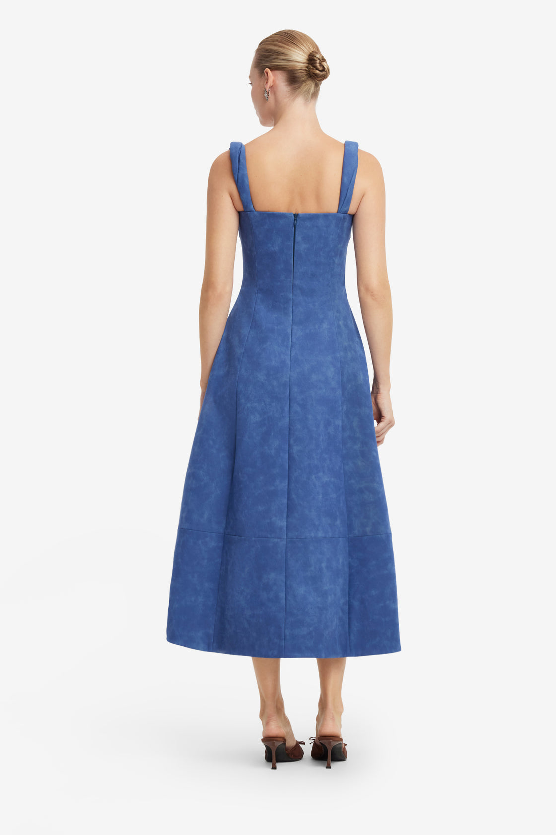 Beatrice Embellished Vegan Suede Midi Dress - Azure Dress Midi