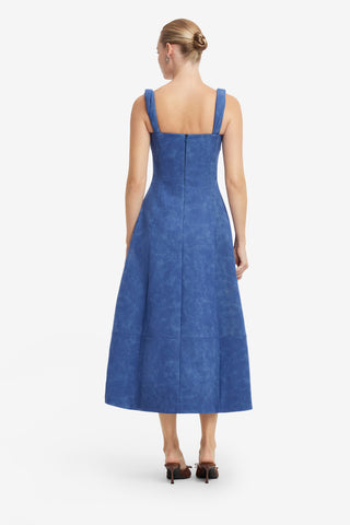 Beatrice Embellished Vegan Suede Midi Dress - Azure Dress Midi