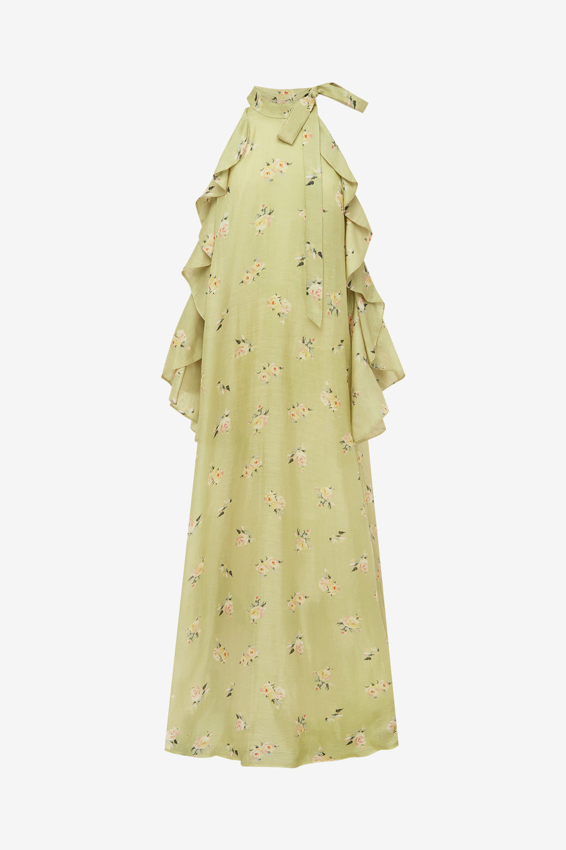 Anne Ruffled Maxi Dress - Pistachio Rose Print Dress Maxi