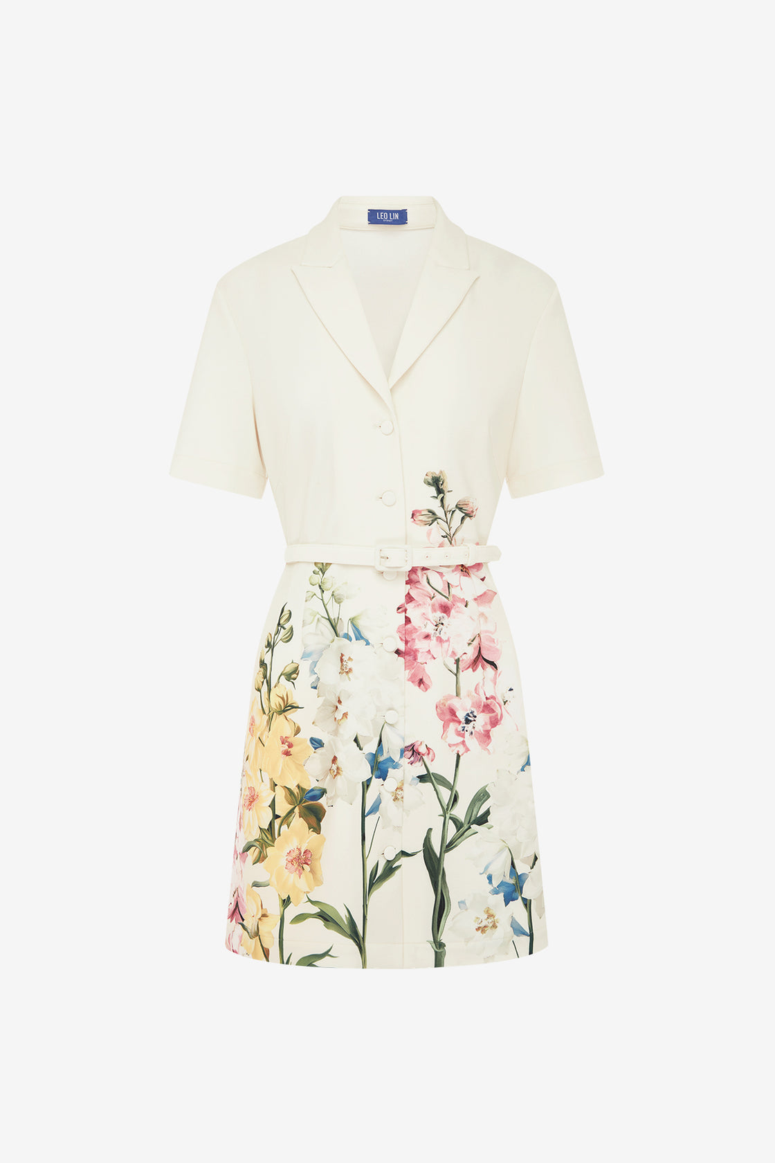 Brigitte Mini Dress - Snapdragon Print in Snow Dress Mini