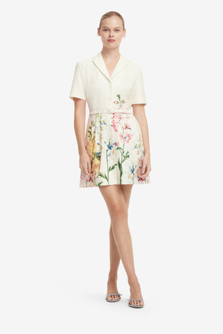 Brigitte Mini Dress - Snapdragon Print in Snow Dress Mini