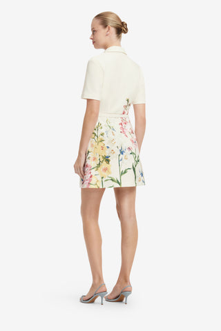 Brigitte Mini Dress - Snapdragon Print in Snow Dress Mini