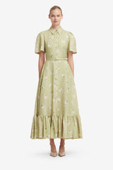 Becca Short Sleeve Midi Dress - Pistachio Rose Print Dress Midi