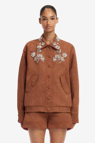Astrid Embellished Vegan Suede Jacket - Chestnut Jackets