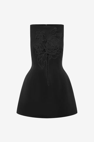 Ali Applique Boat Neck Mini Dress - Ebony Dress Mini