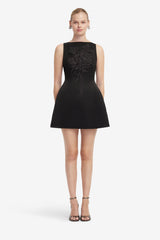 Ali Applique Boat Neck Mini Dress - Ebony Dress Mini