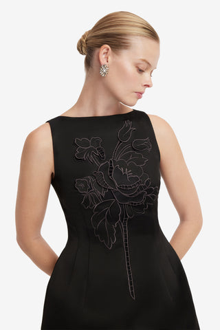 Ali Applique Boat Neck Mini Dress - Ebony Dress Mini