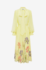 Cassie Tie Neck Midi Dress - Agapanthus Print Dress Midi