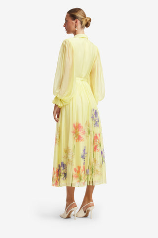 Cassie Tie Neck Midi Dress - Agapanthus Print Dress Midi