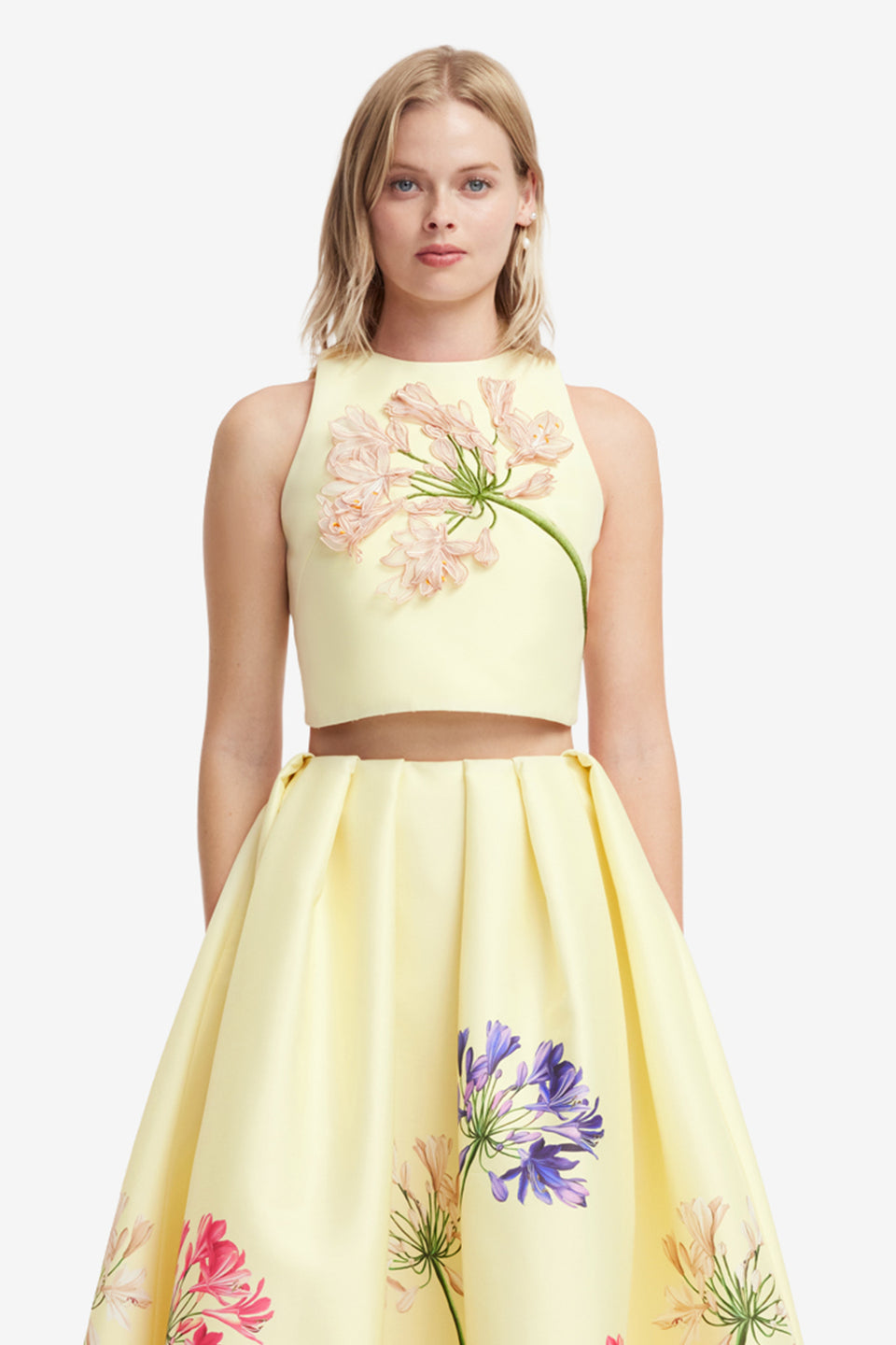 Ella Applique Bow Backless Top - Agapanthus Print Tops
