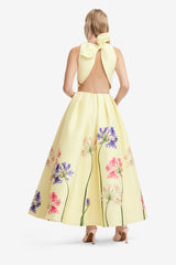 Ella Applique Bow Backless Top - Agapanthus Print Tops