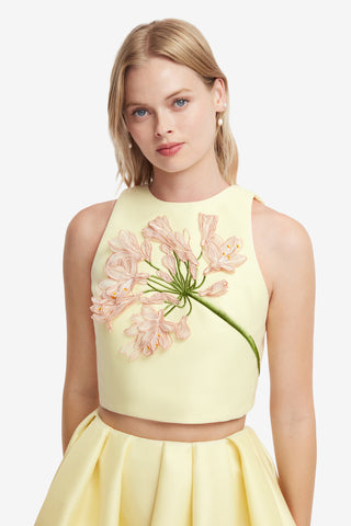 Ella Applique Bow Backless Top - Agapanthus Print Tops