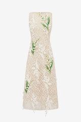 Cleo Embellished Lace Sleeveless Midi Dress - Snow Meadow Dress Midi