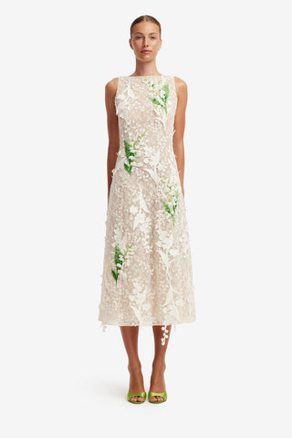 Cleo Embellished Lace Sleeveless Midi Dress - Snow Meadow Dress Midi