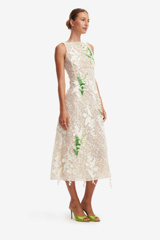 Cleo Embellished Lace Sleeveless Midi Dress - Snow Meadow Dress Midi