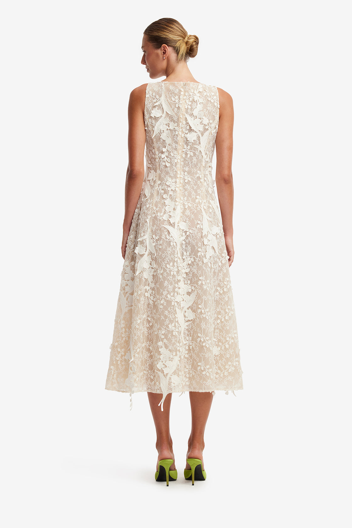 Cleo Embellished Lace Sleeveless Midi Dress - Snow Meadow Dress Midi