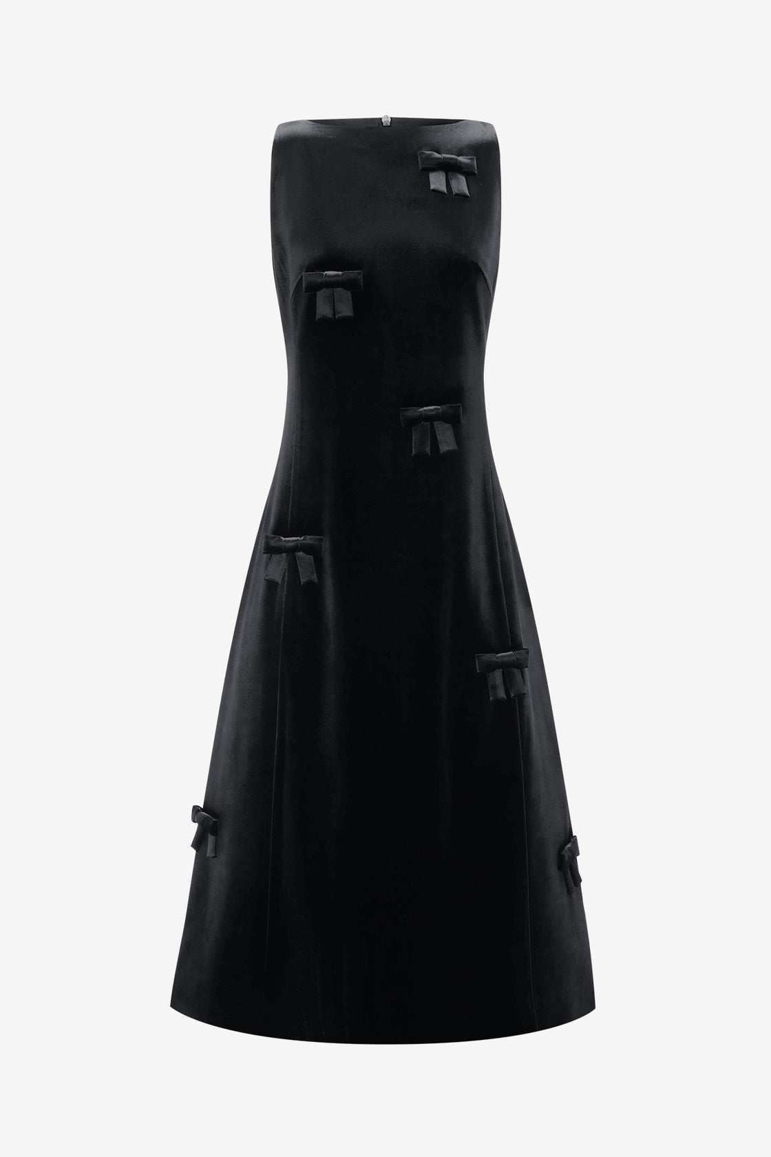 Cleo Velvet Bow Sleeveless Midi Dress - Ebony Dress Midi