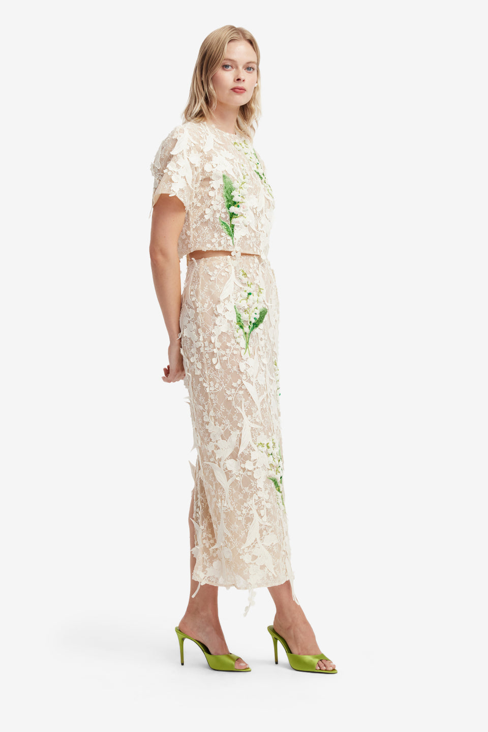 Indie Embellished Lace Sleeve Top - Snow Meadow Tops