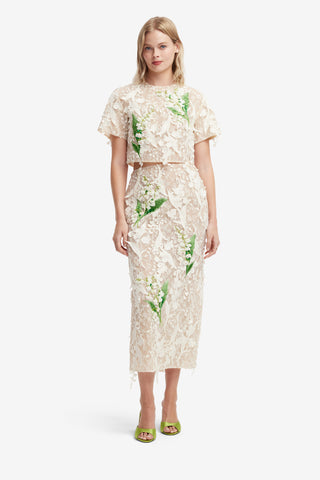 Kyra Embellished Lace Maxi Skirt - Snow Meadow Skirts