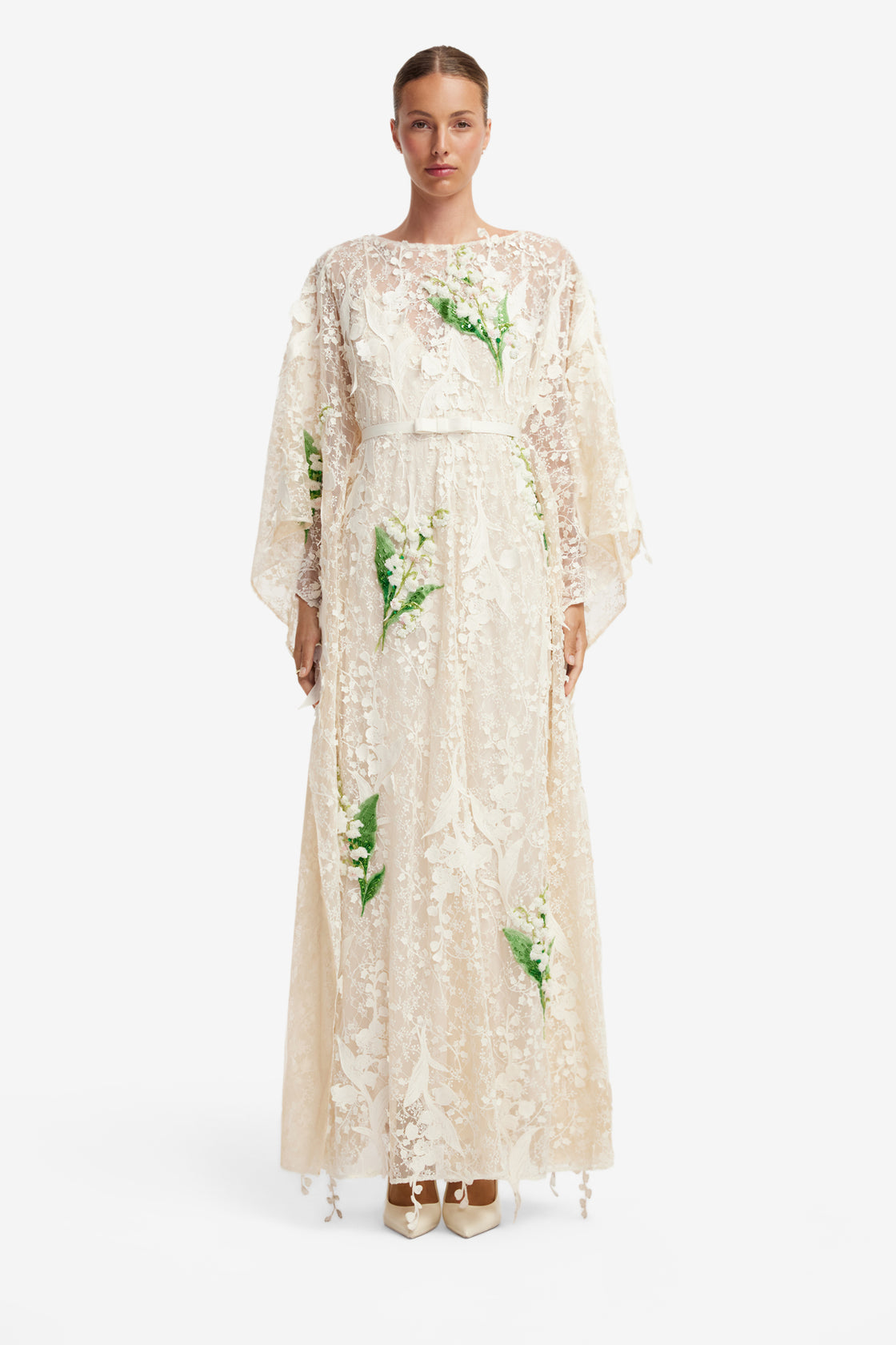 Willow Embellished Lace Kaftan Maxi - Snow Meadow Dress Maxi