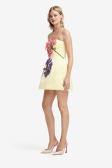 Roselle Applique Bustier Mini Dress - Agapanthus Print Dress Mini