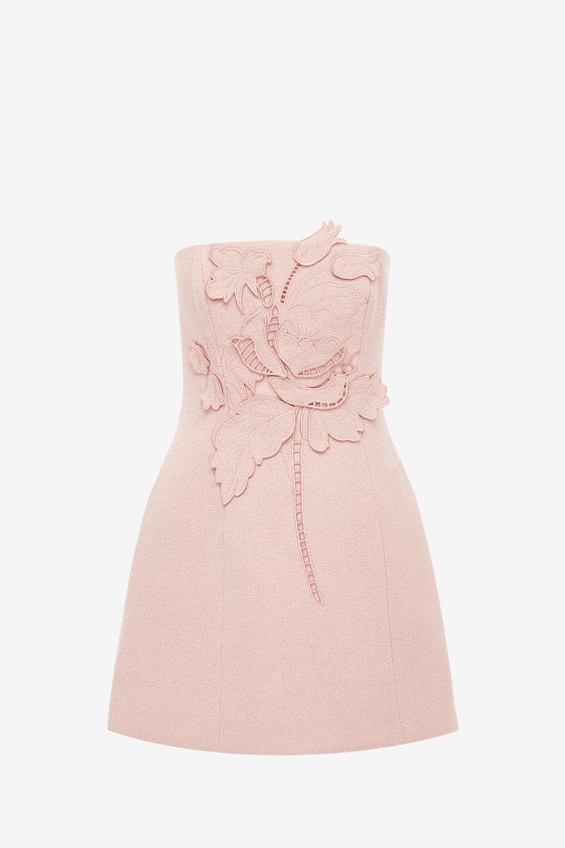 Roselle Applique Tweed Bustier Mini Dress - Dusty Pink Dress Mini