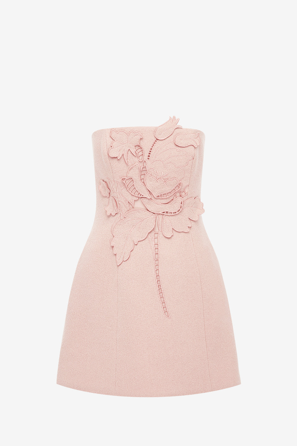 Roselle Applique Tweed Bustier Mini Dress - Dusty Pink Dress Mini